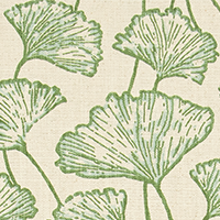Doris Tendril Green Slub Linen Natural