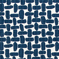 Farley Courtyard Navy Slub Linen White