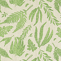 Fern Tendril Green Slub Linen Natural