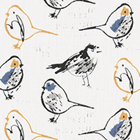 Bird Toile Brazilian Yellow Slub Linen