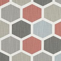 Hexagon Scarlet Slub Canvas