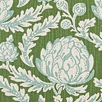 Violetta Tendril Green Slub Linen Natural Fabric